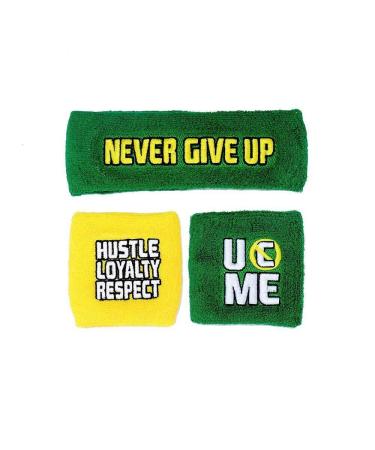 John Cena Earn The Day Green Yellow Headband Wristbands Set