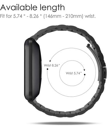 Fintie Metal Band for Fitbit Versa 2/Lite - Black Stainless Steel Bracelet - Buy Online on GoSupps.com