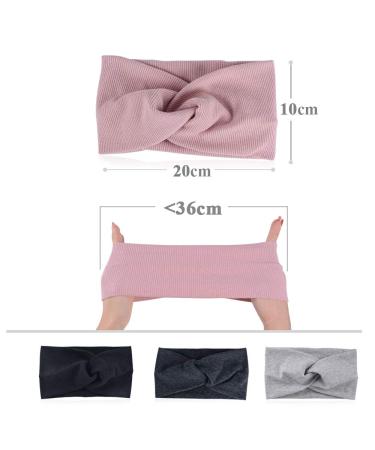 4 Piece Summer Elastic Hair Bands for Women - Sports Headbands with Bow in Black Gray and Pink - Soft Twisted Headwraps for Girls - Buy Online on GoSupps.com