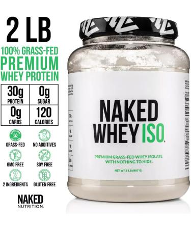 NAKED Whey Isolate Protein - Only 2 Ingredients 30g Grass-Fed Protein Zero Carb Unflavored Undenatured Non-GMO No Soy Gluten-Free No Preservatives - 28 Servings - Buy Online on GoSupps.com