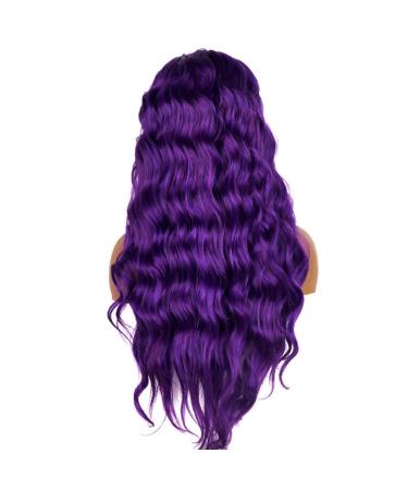 SHIYID Glueless Dark Purple Long Wavy Synthetic Lace Front Wig - Natural Hairline Heat Resistant Wigs for Black Women | Shop Now! - Buy Online on GoSupps.com