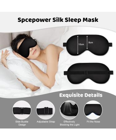 Silk Sleep Mask with Adjustable Strap - Blackout Eye Mask for Men & Women - Comfortable Blindfold for Night Sleep - Black/Blue/Dark Green - Buy Online on GoSupps.com