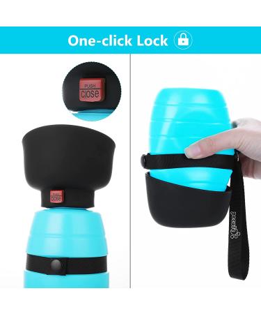 Pecute Dog Water Bottle (17oz/22oz) 2-in-1 Portable with Foldable Bowl | Leak-Proof Dispenser for Outdoor Walking, Hiking | Food-Grade Silicon, Blue - Buy Online on GoSupps.com