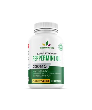 Peppermint Oil Capsule Softgels - 200mg High Strength 180 Softgels (6 Months Supply) - Natural Oil of Peppermint Digestive Supplement - UK Manufactured Non-GMO