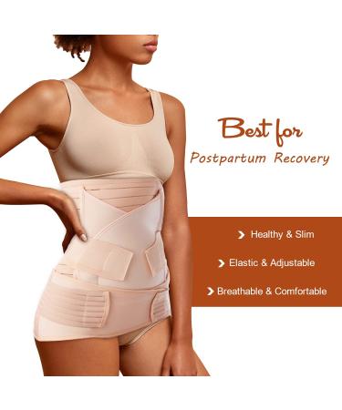 Aigori 3 in 1 Postpartum Belly Wrap- C Section Belt for Postnatal Recovery - XL Beige - Buy Online on GoSupps.com