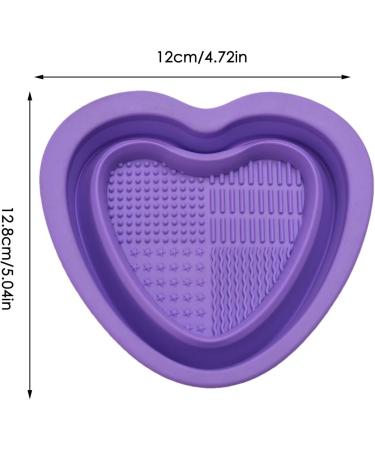 Geteawily Foldable Makeup Brush Cleaning Bowl | Heart Shape Silicone Cosmetic Brush Cleaner Portable Washing Tool for Brushes Sponges Makeup Cleaning Tools for Makeup Lovers Purple - Buy Online on GoSupps.com