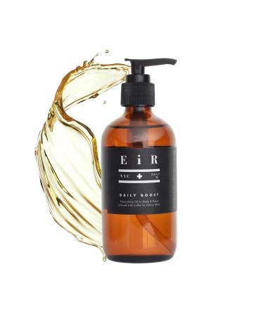 EiR NYC Daily Boost Body Oil | Coffee-Infused Face & Body Nourishing Oil with Rice Bran & Meadowfoam | Lightweight Fast-Absorbing Vegan Formula for a Radiant Glowy Silky Sheen Finish | 8 oz