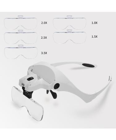 Joybest Headband Magnifier with LED Light - Handsfree Magnifier Glasses for Reading, Jewelry Loupe, Watch Repair, Sewing & More - Includes 5 Replaceable Lenses - Buy Online on GoSupps.com