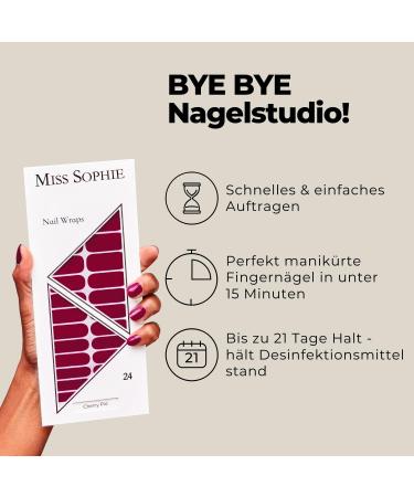 Original Miss Sophie Nail Foils - Cherry Pie | 24 Ultra-Thin Red Nail Polish Strips for Finger & Toenails | Perfect for Natural Acrylic Gel & Shellac Nails - Buy Online on GoSupps.com