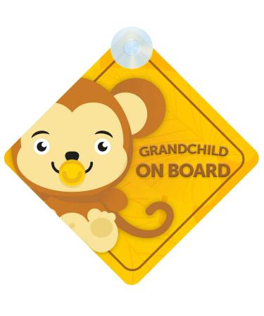 Grandchild Monkey on Board Car Sign (Baby on Board) Boy or Girl Children's Non Personalised Animal Theme