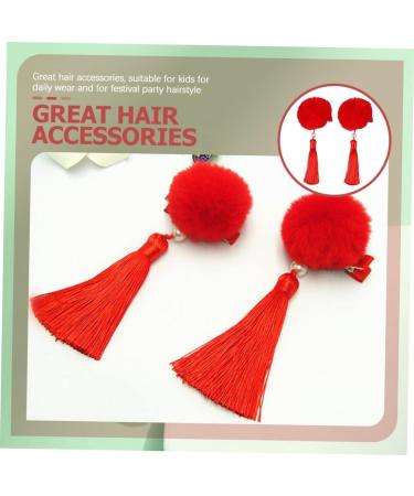 minkissy 9 Pairs Tassel Hair Ball Hair Clip Girl Hair Accessories Hair Barrettes for Thick Hair Chinese New Year Hair Barrettes Red Long Tassels Flower Head Artificial Fur Girl Child - Buy Online on GoSupps.com