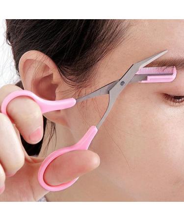 Professional Eyebrow Scissors & Trimmer for Precision Shaping | Non-Slip Grip Beauty Tool for Men & Women - Pink - Buy Online on GoSupps.com