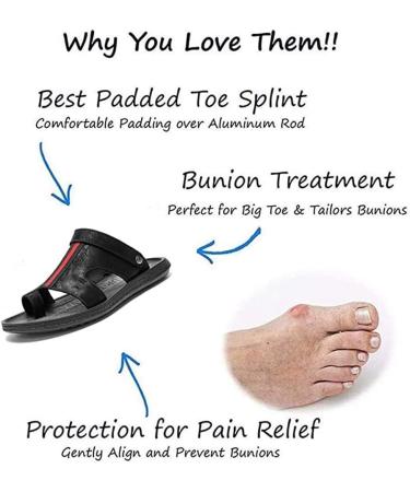 QYY Big Toe Foot Correction Sandal - Orthopedic Bunion Corrector for Men - Black Leather Casual Sandal - Size 10 - Buy Online on GoSupps.com