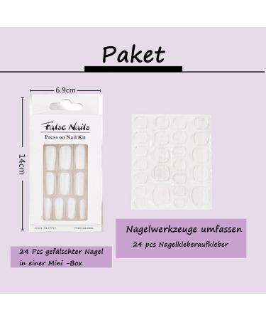 Long False Nails Acrylic Stick on Nails 24 Pieces Naked Pink Black Coffin Design Fake Nails with Glue Sticker for Women and Girls Fashion Nail Tips Cool Nails - Buy Online on GoSupps.com