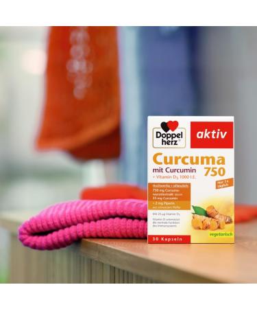 Double Heart Curcuma 750 with Curcumin & Vitamin D3 1000 I.E. - 60 Capsules for Immune Support | International Shipping Available - Buy Online on GoSupps.com