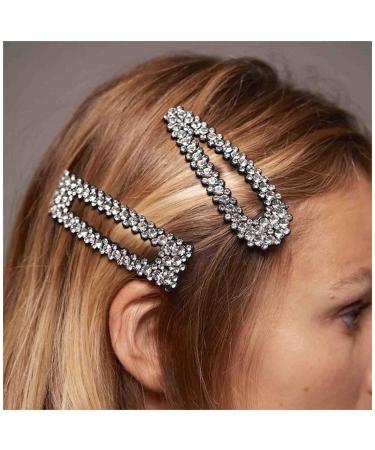 Cimenexe Bohemian Crystal Snap Hair Clips Rhinestone Snap Hairpin Crystal Hair Barrette Black Cz Hair Pins Clips Rhinestone Headwear Decorative Hair Accessories Jewelry for Women and Girls (Style2)
