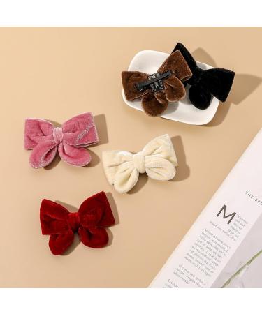 Vintage Duckbill Hairpin Set: 5 Plush Fashion Hair Bow Clips for Kids Simple Small Decorative Girls' Accessories - Buy Online on GoSupps.com