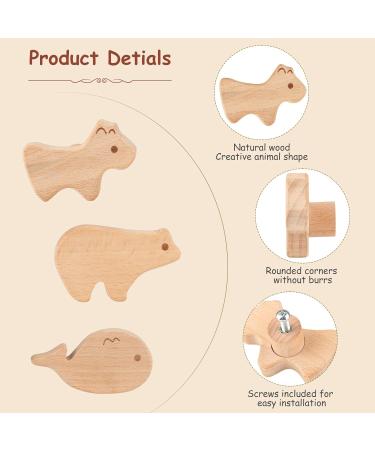 Rickwayy 6-Piece Wooden Cabinet Handles | Animal-Themed Furniture Buttons for Cupboards & Drawers | Ideal for Children's Rooms | Includes Screws - Buy Online on GoSupps.com