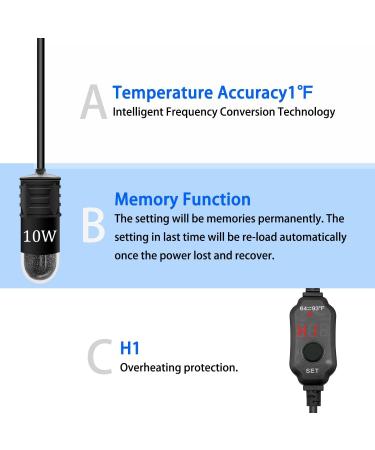 Mini Aquarium Heater 10W USB Powered Mini Fish Tank Heater Adjustable Submersible Aquarium Heater Betta Heater with LED Display Thermostat -for 0.5-1 Gallon Tanks (US Fahrenheit) - Buy Online on GoSupps.com