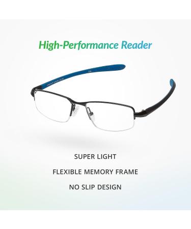 SAV Eyewear Men's Sportex AR4145 Gray Rimless Reading Glasses +2.75 | International Shipping Available - Buy Online on GoSupps.com