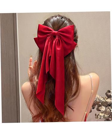 FRCOLOR Satin Ribbon Hairpin Bow Hair Clips Hair Clips for Makeup Barrettes for Thick Hair Ribbon for Hair Satin Hair Ties Hair Barrettes Hair Ribbons Miss Halloween Accessories Red Fabric - Buy Online on GoSupps.com