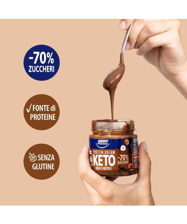 Enervit Keto Cocoa and Hazelnut Protein Cream 180g Tub Thickenable Protein Cream 70% Less Sugar with Milk Proteins Gluten Free - Buy Online on GoSupps.com