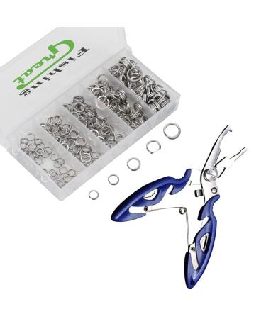 GREATFISHING 200PCS High Strength Heavy Stainless Steel Split Ring Lure Connector with Fishing Pliers 30lb to 120lb Test 200pc 5-9mm Ring with plier