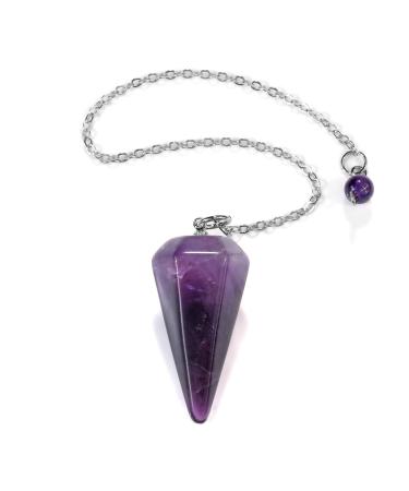 JSDDE Natural Amethyst Gemstone Crystal Pendulum - Dowsing Scrying Healing