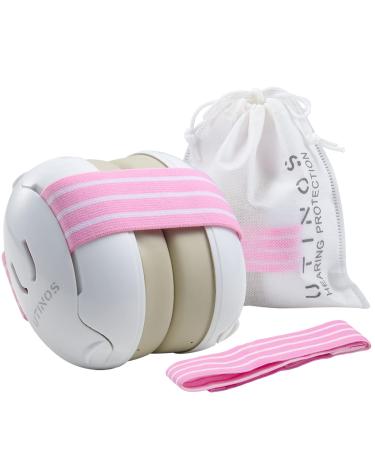 UTINOS Baby Ear Protetion Ear Muffs Noise Headphones Canceling Earmuffs Noise Reduction for Infent Toddler Baby Travel Essential with Extra Strap & Carrying Pouch Baby Girl Newborn Essentials (Pink)