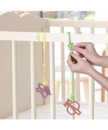 Vicloon Silicone Toy Clip 2Pcs - Food Grade Safety Straps for Pacifiers, Sippy Cups, and Toys - Adjustable Stroller and Anti-Drop Chain - Bear-Yellow/Green - Buy Online on GoSupps.com