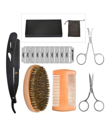 Fororeh razor -bearing beard care set for men beard comb + beard shears A nasal hair scissors razor + 10 double blades - handwriting sets for men