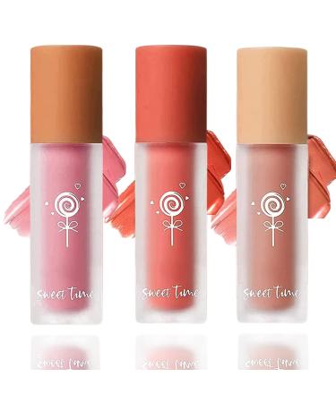 Rosarden- 3PCS Matte Liquid Blush- Soft Face Blush Liuquid Set-Cream Liquid Blush for Cheeks-Lightweight Long Lasting Liquid Blush Peach  Cherry Blossom  Rose Tea