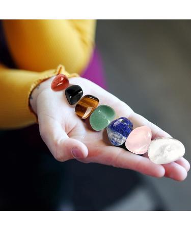 7pcs Natural Stones Set for Beginners - Healing Crystals & Gemstones for Chakra Balancing, Stress Relief, and Yoga - Reiki Puff Pocket Palm Stones for Home Decoration - Buy Online on GoSupps.com
