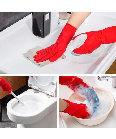 Rubber Gloves 4 Pairs Waterproof Dishwashing Gloves Reusable Cleaning Gloves Dish Gloves for Kitchen Cleaning Working Painting Gardening(Blue&Yellow&Orange&Red)-Size L L(Blue&Yellow&Orange&Red) - Buy Online on GoSupps.com