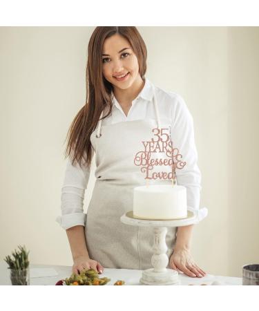 Cuttiler 35 Years Blessed & Loved Cake Topper 35th Birthday Wedding Anniversay Cake Decoration Rose Gold Glitter 35 Rose Gold - Buy Online on GoSupps.com