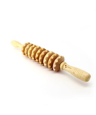 Massage roller for full body relaxation: ideal for back arm legs neck neck & feet with wooden handle - fascia roller after sport and yoga