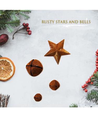 Vintage Rusty Jingle Bells Kit - 75 Mixed Size Bells, 20 Rustic Metal Stars, Jute Rope Ribbon - for Primitive Crafts & Holiday Decor - Buy Online on GoSupps.com