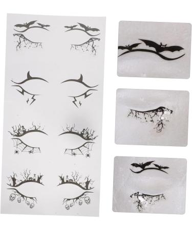 OHPHCALL 12 Pairs Halloween Eyeliner Stickers Eyeliner Eyeshadow Makeup Sticker Party Eyeliner Black Pvc - Buy Online on GoSupps.com
