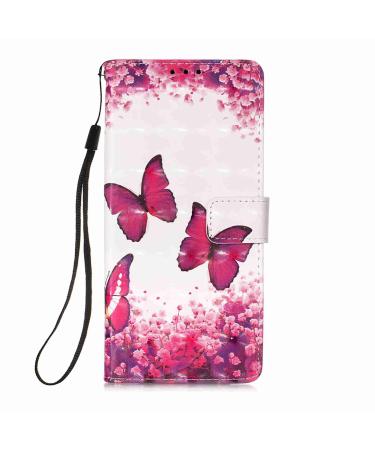 Compatible with Samsung Galaxy A73 5G Shell Mobile Phone Ball Shiny 3d Pattern PU Leather Pocket Card Card Card Case Wallet Case Cover For Samsung Galaxy A73 5g Red Butterfly