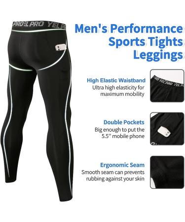 GAOQSEMG Men's Thermal Compression Pants with Pockets - Black/Dark Green - Medium - Buy Online on GoSupps.com