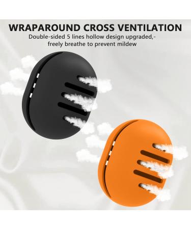 Fauxomor Makeup Sponge Holder - 2 Pack Breathable Silicone Beauty Blender Travel Bag for All Sizes - Sustainable Portable Cosmetics Tool - Black & Orange - Buy Online on GoSupps.com