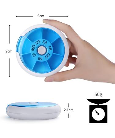 Buy Opret 7-Day Small Pill Organizer | Weekly Medication Box | Portable Blue Tablet Holder 9x9cm for International Shipping - Buy Online on GoSupps.com