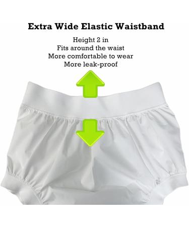AQX Waterproof Plastic Pants for Adults - Reusable Incontinence Underwear Leak-Proof High Waist Cloth Diaper Covers (2 Pieces Black & White Size M) - Buy Online on GoSupps.com