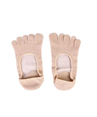 Moisturizing Gel Heel Socks 5 Toe Gel Moisturizing Socks Gel Spa Socks for Women or Men for Healing Dry Cracked Heels and Feet 1 Pair Apricot