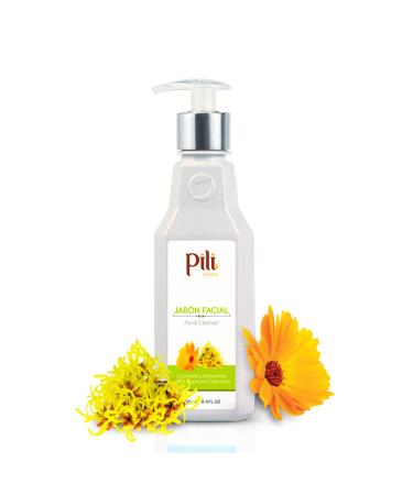 Pili Facial Cleanser with Witch Hazel and Calendula cleans and exfoliates with controlled pH