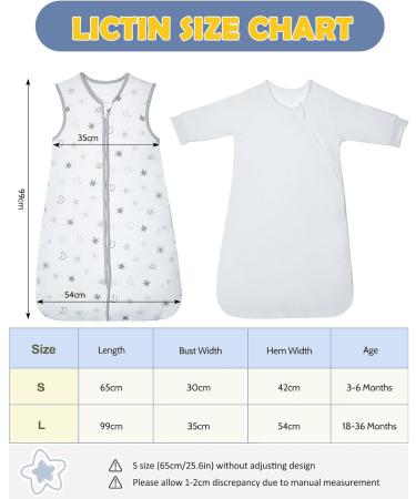 18-36 Months Lictin Baby Sleeping Bag - 100% Cotton, TOG 2.5, Sleeveless Sleep Sack with Long-Sleeve Onesie - All-Season Unisex Swaddle Wearable Blanket - Buy Online on GoSupps.com