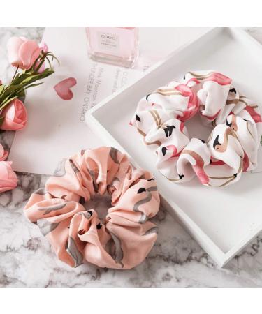 Colorful Flamingo Pattern Hair Ties for Girls & Women - Soft Elastic Ponytail Holders in 4 Stylish Designs - Buy Online on GoSupps.com