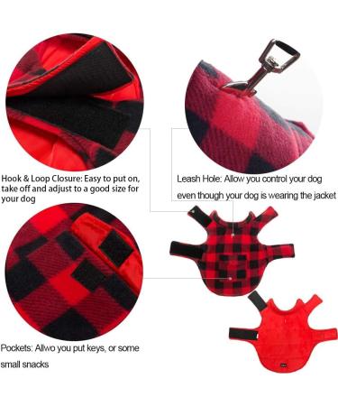 SCENEREAL Reversible Dog Winter Jacket - Windproof Waterproof Plaid Vest for Small, Medium, Large Dogs - Red-Black - Buy Online on GoSupps.com