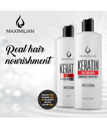 Keratin Shampoo & Conditioner for Color Treated Hair - Sulfate Free Treatment for Dry Curly Damaged Hair | 2x16.9 Fl Oz - Buy Online on GoSupps.com