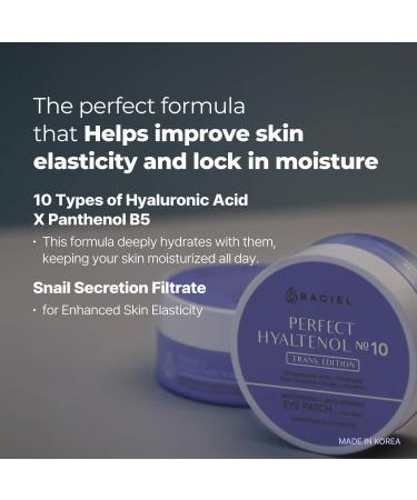 BACIEL - Patchs Hydrogel pour les Yeux avec Acide Hyaluronique Mucine d'Escargot Panth nol (30 paires) - R duit les ridules rides poches et cernes - Buy Online on GoSupps.com